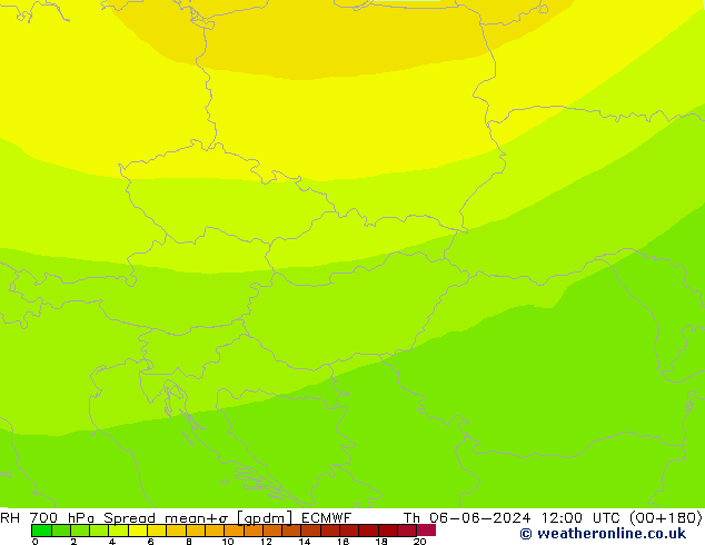 RH 700 hPa Spread ECMWF  06.06.2024 12 UTC