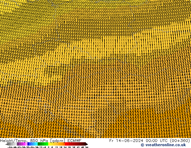 Height/Temp. 850 hPa ECMWF Fr 14.06.2024 00 UTC