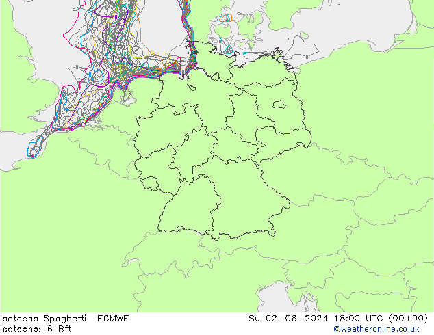 Isotachs Spaghetti ECMWF  02.06.2024 18 UTC