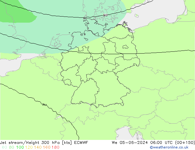 Jet stream ECMWF Qua 05.06.2024 06 UTC