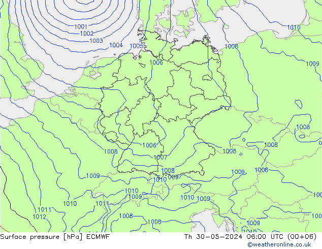 Surface pressure ECMWF Th 30.05.2024 06 UTC