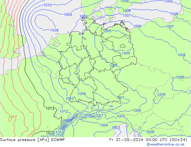 Atmosférický tlak ECMWF Pá 31.05.2024 00 UTC