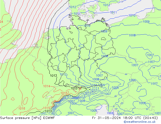 Pressione al suolo ECMWF ven 31.05.2024 18 UTC