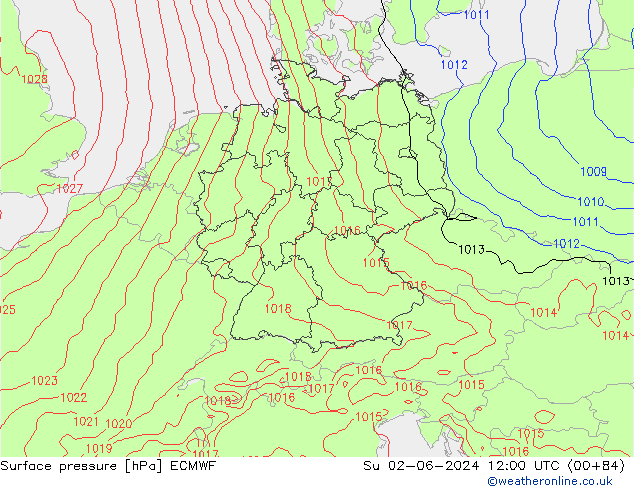 Bodendruck ECMWF So 02.06.2024 12 UTC