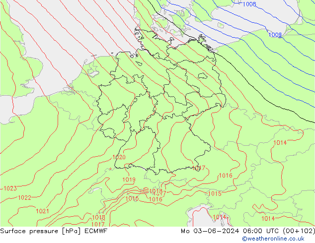 Yer basıncı ECMWF Pzt 03.06.2024 06 UTC