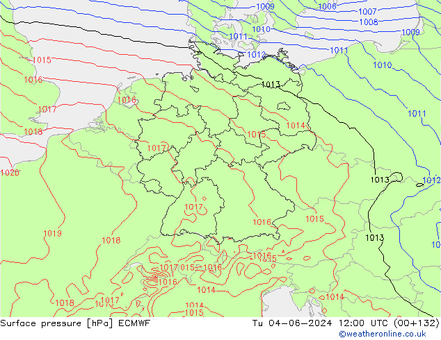 Pressione al suolo ECMWF mar 04.06.2024 12 UTC