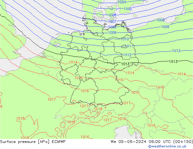 Atmosférický tlak ECMWF St 05.06.2024 06 UTC