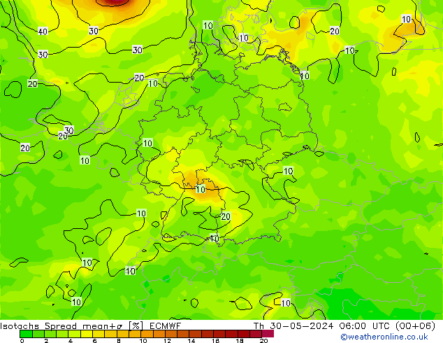 Isotachen Spread ECMWF Do 30.05.2024 06 UTC