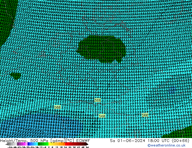 Height/Temp. 500 hPa ECMWF  01.06.2024 18 UTC