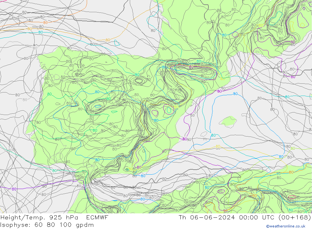 Yükseklik/Sıc. 925 hPa ECMWF Per 06.06.2024 00 UTC