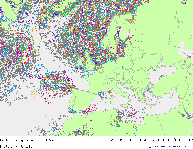 Isotachs Spaghetti ECMWF Qua 05.06.2024 06 UTC