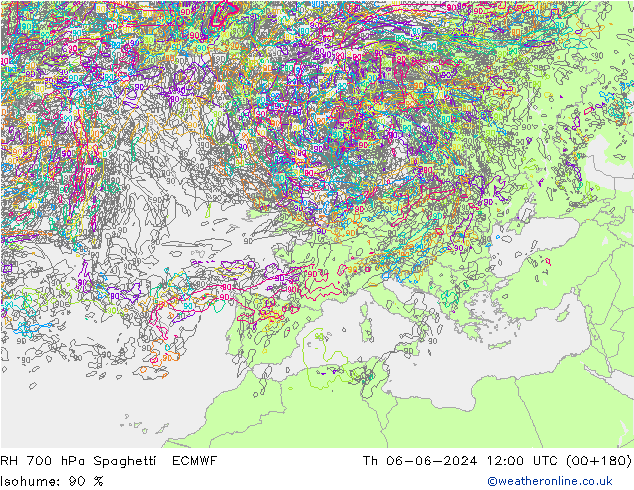 RV 700 hPa Spaghetti ECMWF do 06.06.2024 12 UTC