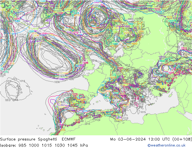 Yer basıncı Spaghetti ECMWF Pzt 03.06.2024 12 UTC