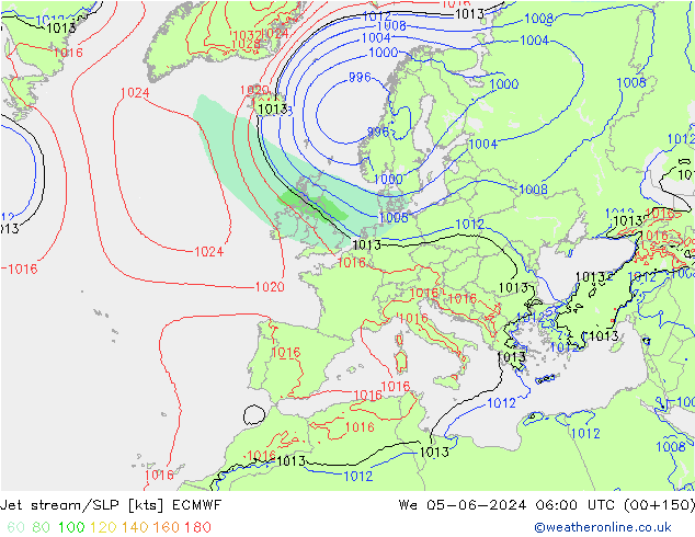 Jet stream/SLP ECMWF St 05.06.2024 06 UTC