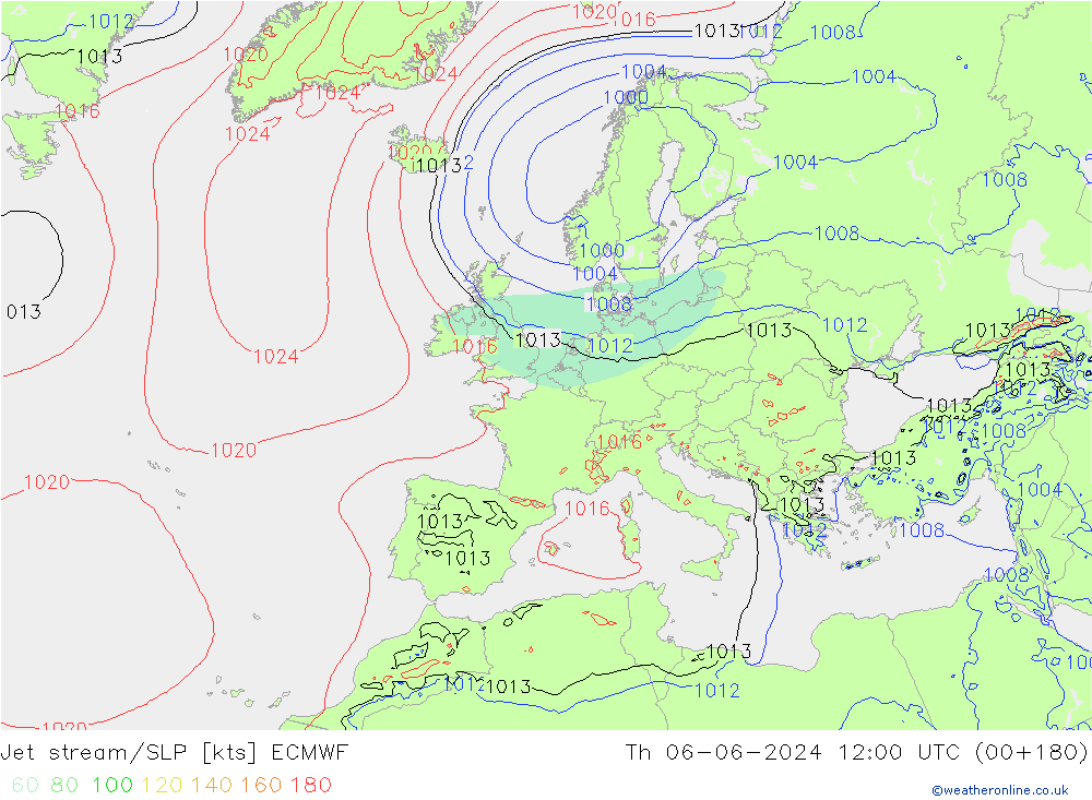 Jet Akımları/SLP ECMWF Per 06.06.2024 12 UTC