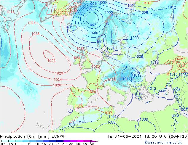 Precipitação (6h) ECMWF Ter 04.06.2024 00 UTC