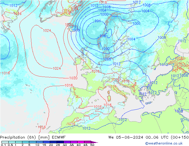 Yağış (6h) ECMWF Çar 05.06.2024 06 UTC