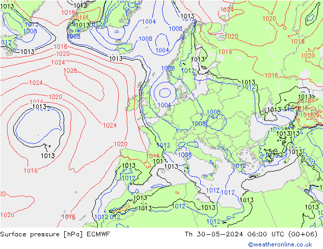 地面气压 ECMWF 星期四 30.05.2024 06 UTC