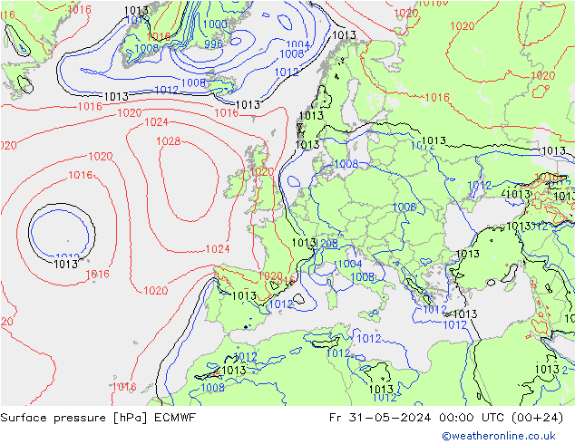 pression de l'air ECMWF ven 31.05.2024 00 UTC