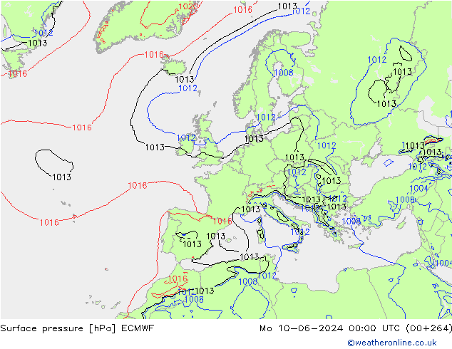 Surface pressure ECMWF Mo 10.06.2024 00 UTC