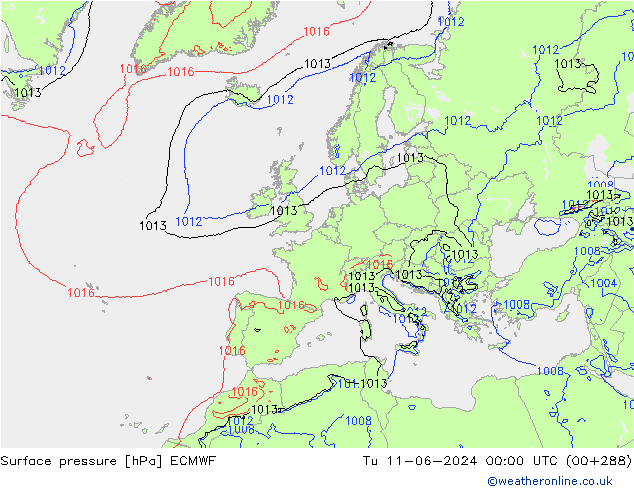 Yer basıncı ECMWF Sa 11.06.2024 00 UTC