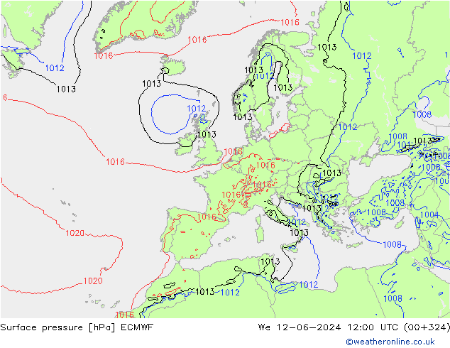 pressão do solo ECMWF Qua 12.06.2024 12 UTC
