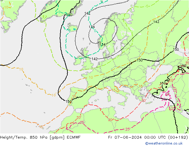 Yükseklik/Sıc. 850 hPa ECMWF Cu 07.06.2024 00 UTC