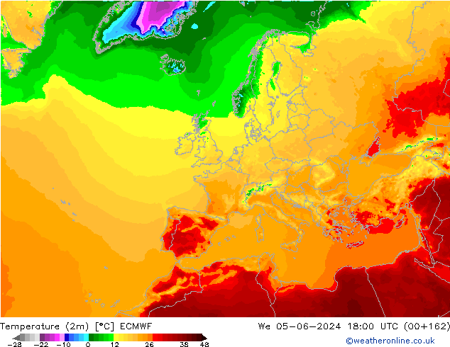 Temperature (2m) ECMWF We 05.06.2024 18 UTC