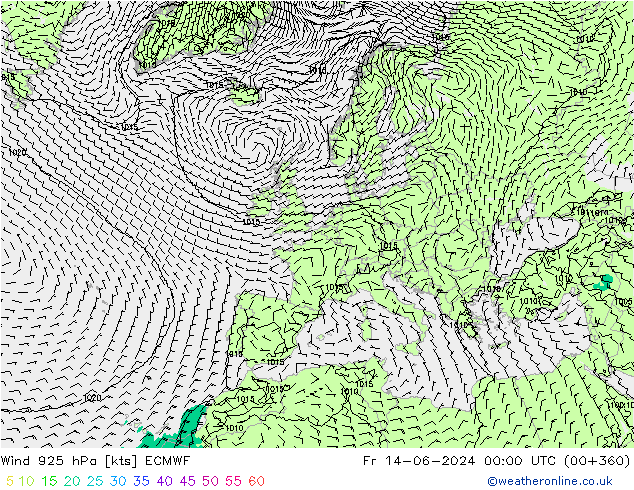 Wind 925 hPa ECMWF Fr 14.06.2024 00 UTC