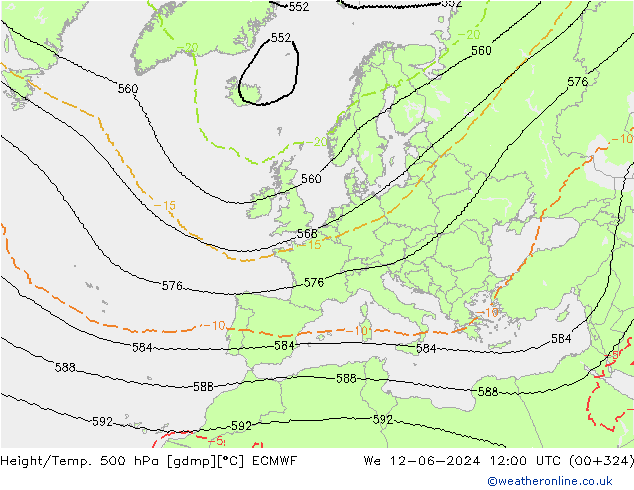 Height/Temp. 500 hPa ECMWF  12.06.2024 12 UTC