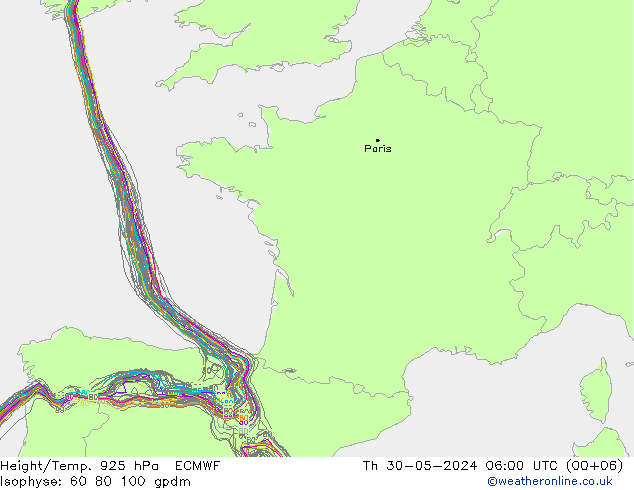 Height/Temp. 925 hPa ECMWF czw. 30.05.2024 06 UTC