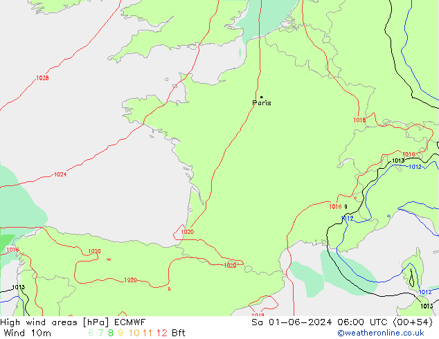High wind areas ECMWF Sa 01.06.2024 06 UTC