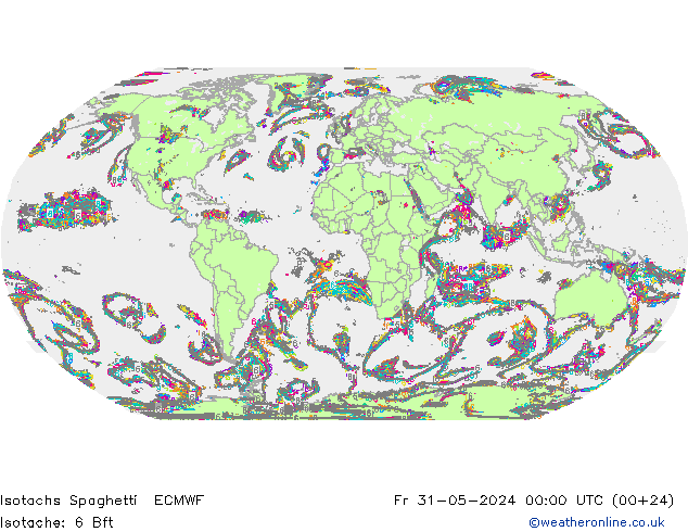 Isotachen Spaghetti ECMWF vr 31.05.2024 00 UTC