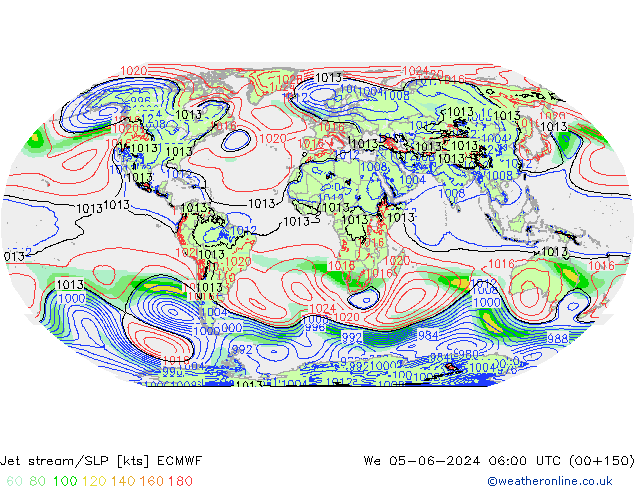 Jet stream/SLP ECMWF We 05.06.2024 06 UTC