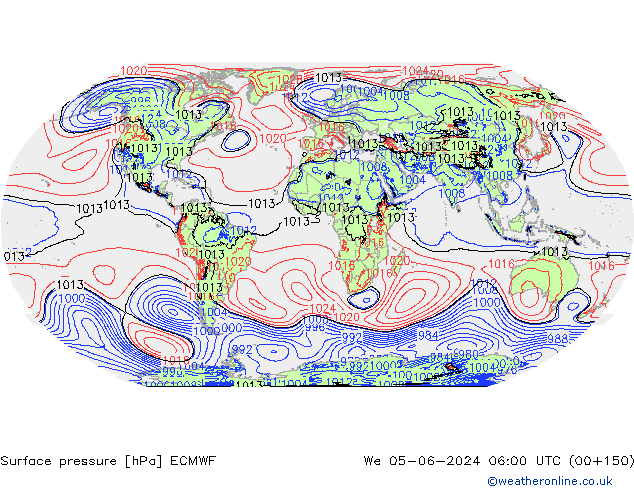 Surface pressure ECMWF We 05.06.2024 06 UTC