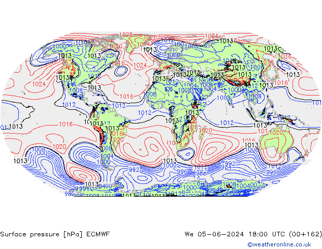 Luchtdruk (Grond) ECMWF wo 05.06.2024 18 UTC