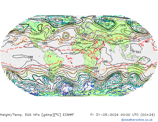 Height/Temp. 500 hPa ECMWF Fr 31.05.2024 00 UTC