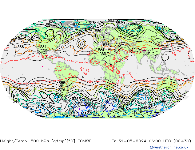Géop./Temp. 500 hPa ECMWF ven 31.05.2024 06 UTC