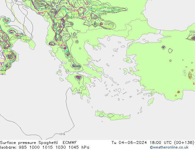 приземное давление Spaghetti ECMWF вт 04.06.2024 18 UTC