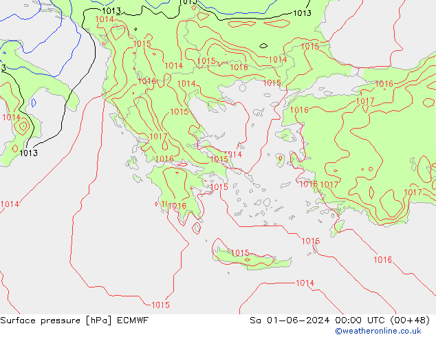 Yer basıncı ECMWF Cts 01.06.2024 00 UTC