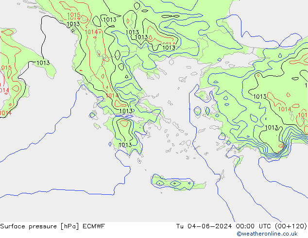 Presión superficial ECMWF mar 04.06.2024 00 UTC