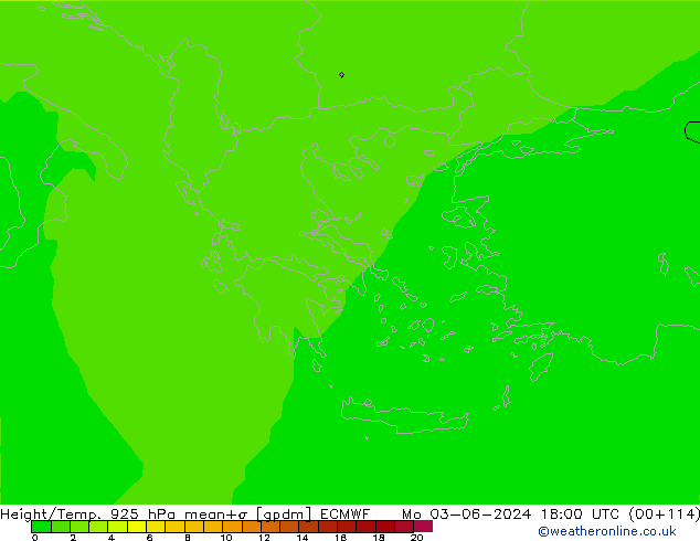 Yükseklik/Sıc. 925 hPa ECMWF Pzt 03.06.2024 18 UTC