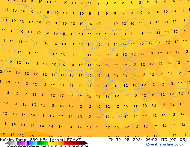 Height/Temp. 850 hPa ECMWF Th 30.05.2024 06 UTC