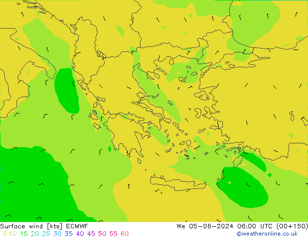 Wind 10 m ECMWF wo 05.06.2024 06 UTC