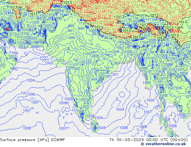 Surface pressure ECMWF Th 30.05.2024 00 UTC