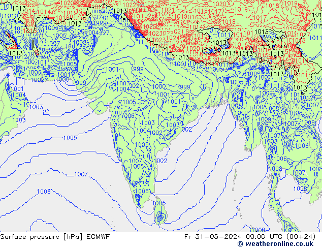 Atmosférický tlak ECMWF Pá 31.05.2024 00 UTC