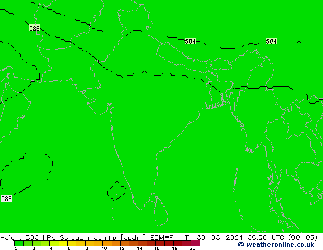 Height 500 hPa Spread ECMWF Do 30.05.2024 06 UTC