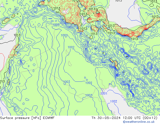 Surface pressure ECMWF Th 30.05.2024 12 UTC