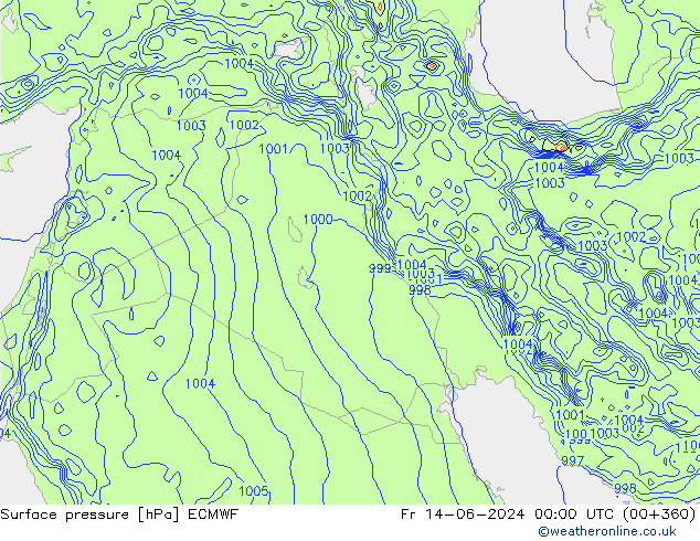 Atmosférický tlak ECMWF Pá 14.06.2024 00 UTC