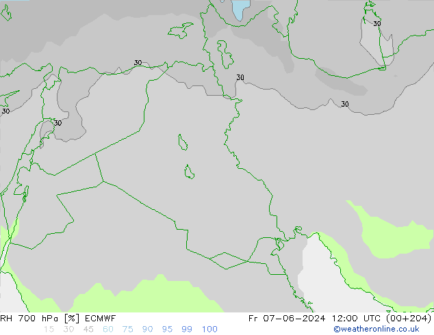 Humidité rel. 700 hPa ECMWF ven 07.06.2024 12 UTC
